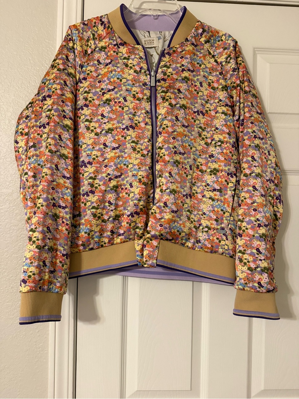 Scotch & Soda Lavender and Tan Floral Bomber Jacket & Floral Reversible